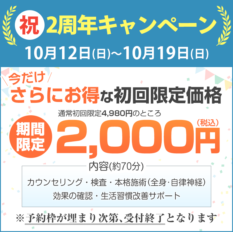 2周年キャンペーン：初回2,000円